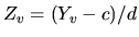 $Z_v = (Y_v - c)/d$